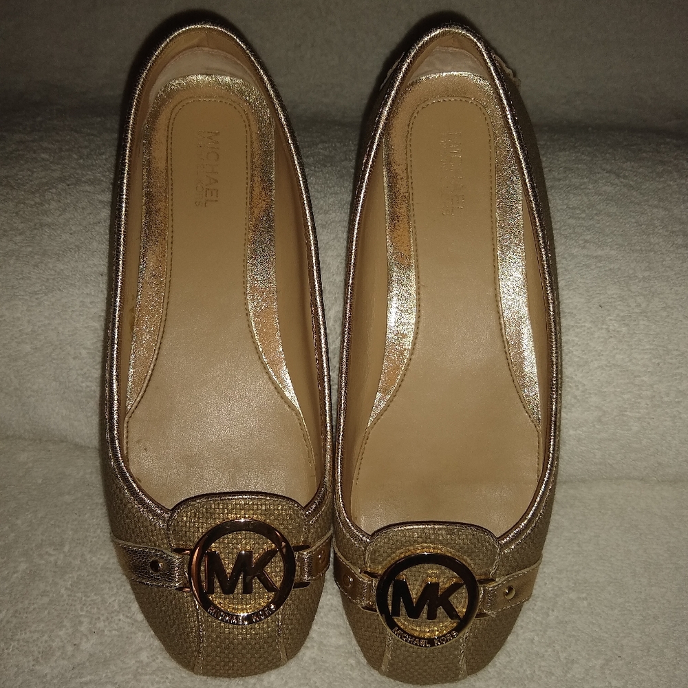 Michael Kors gold Fulton moccasins. Size 7